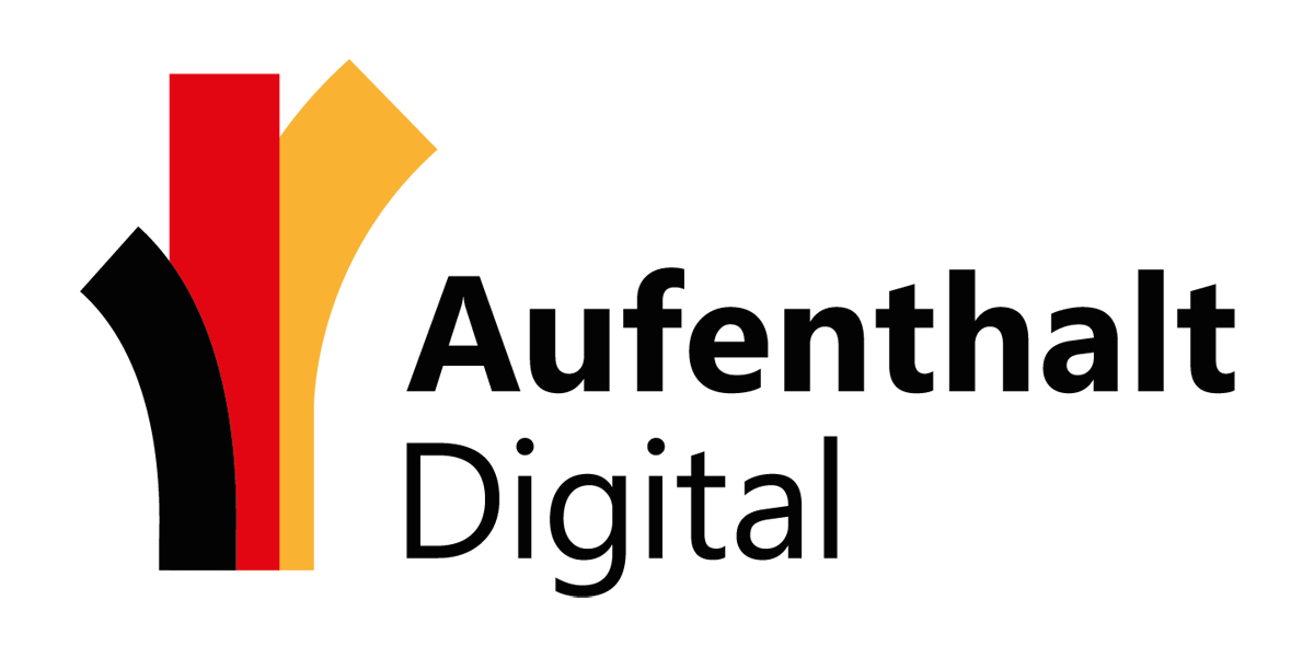 Das Logo besteht aus dem Schriftzug Aufenthalt Digital