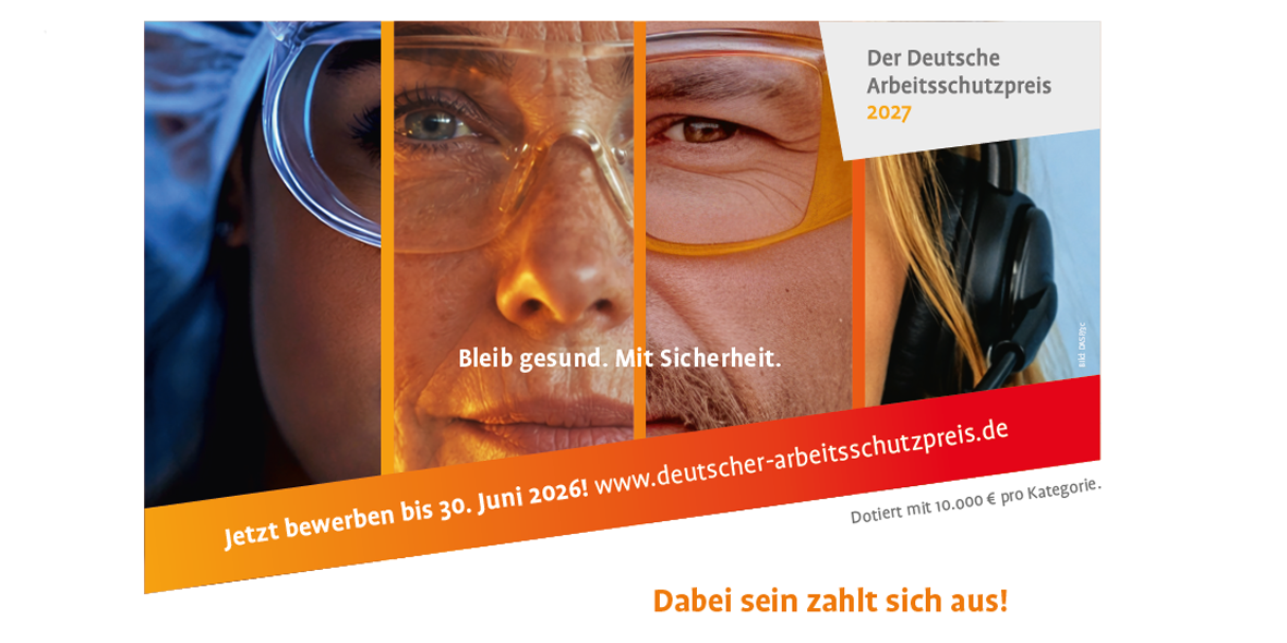 Am 1. April 2026 startet die Bewerbungsphase für den Deutschen Arbeitsschutzpreis (DASP) 2027.
