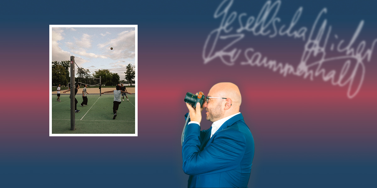 Das Foto zeigt Minister Wilke und ein Foto des Vereins Lehnitz Connect